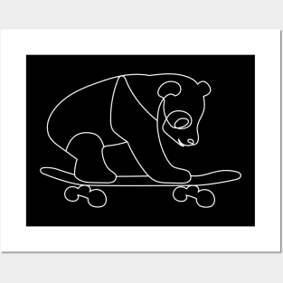 Skateboarding Panda | One Line Drawing | One Line Art | Minimal | Minimalist Posters and Art